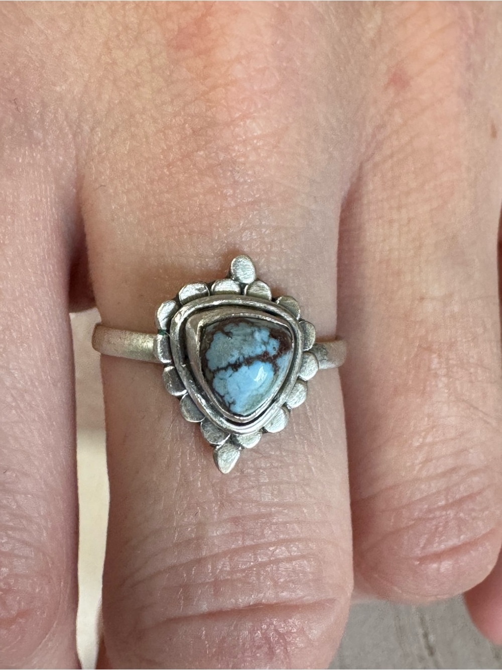 Golden Hills Turquoise Sterling Silver Teardrop Ring - Size 7.25